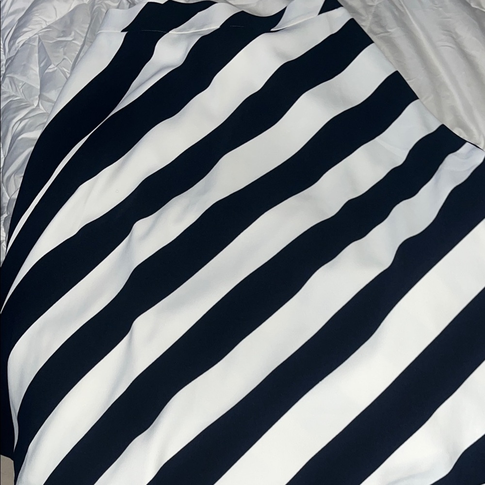 Ann Taylor Black and White Striped Midi Skirt